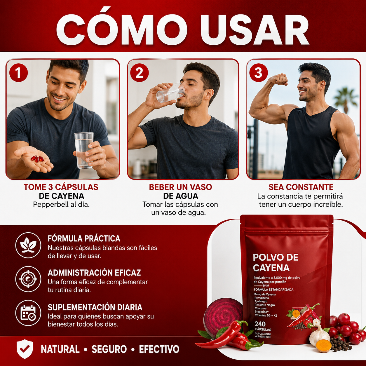 Suplemento dietético de pimienta de cayena en cápsulas