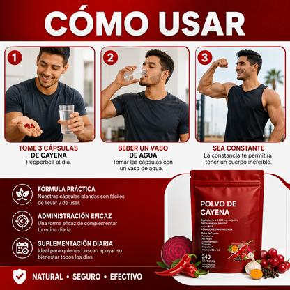 Suplemento dietético de pimienta de cayena en cápsulas